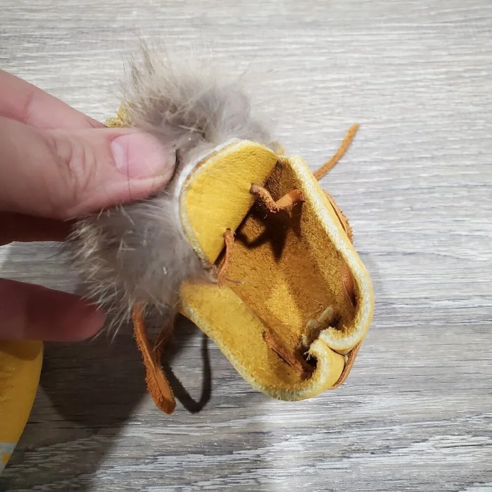 Newborn Baby Yellow Leather Rabbit Hair Moccasins Outdoor Minnesota Shoes